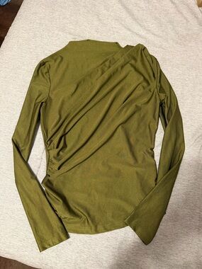 SHEIN Olive Green Long Sleeve Draped Top